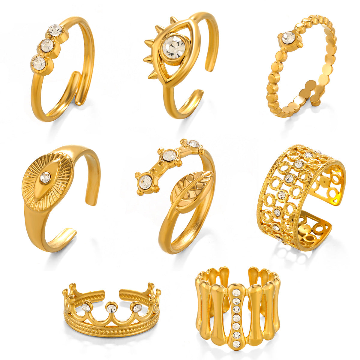 Anillo sencillo con incrustaciones de diamantes de imitación para mujer