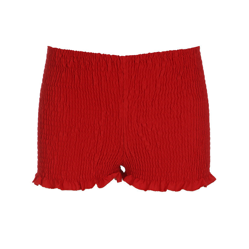 Pantalones cortos plisados de color sólido sexys de moda para mujer