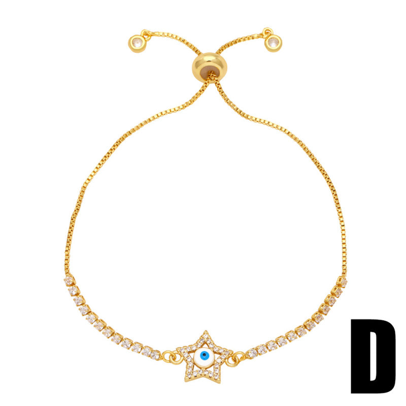 Pulsera geométrica de corazón, estrella y ojo de diablo para mujer