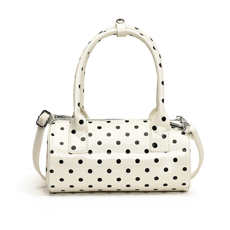 Bolso de hombro cilíndrico portátil con punta ondulada de moda