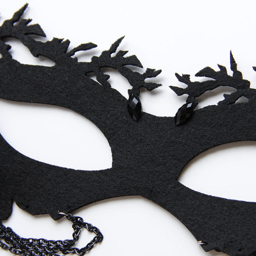 Masque de fête gothique Halloween à pompons, papillon et crâne
