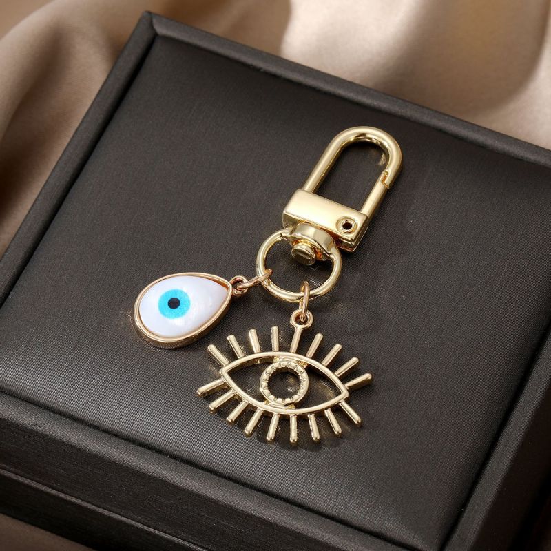Women Fashion White Shell Devil Eye Key Chain