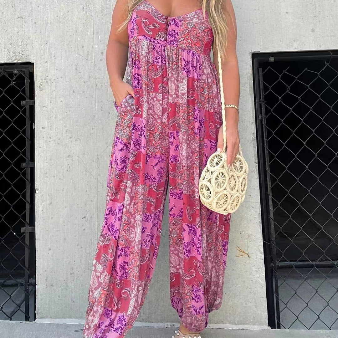 Combinaison florale taille haute pour femme grande taille