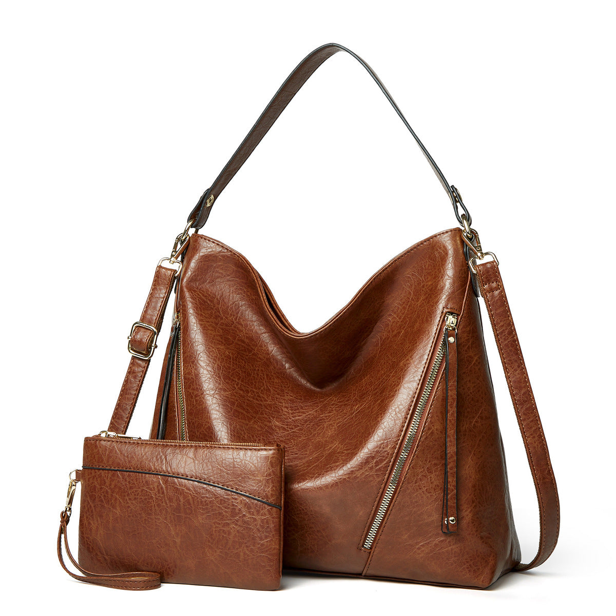 Women Solid Color Portable Large Capacity PU Handbag