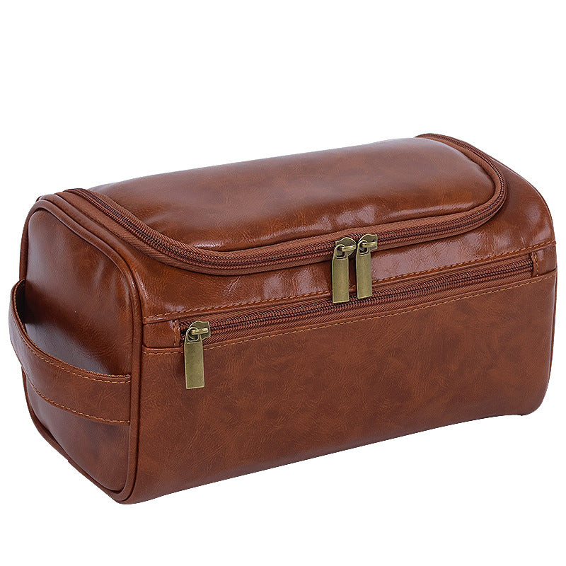 Bolsa de cosméticos de PU impermeable, portátil, de gran capacidad y de moda