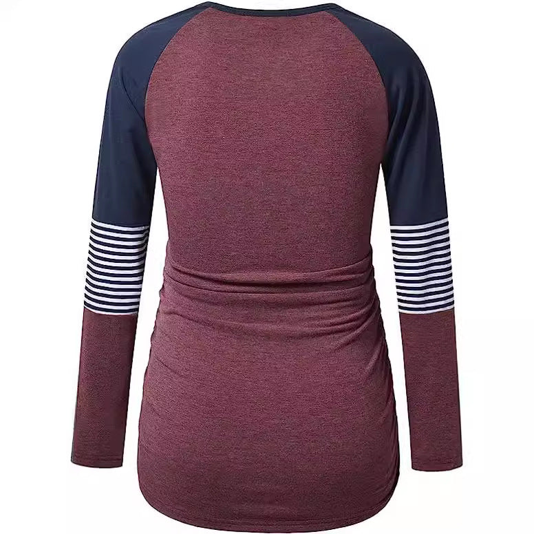 Autumn Round Neck Long Sleeve Cotton Pregnant T-Shirt