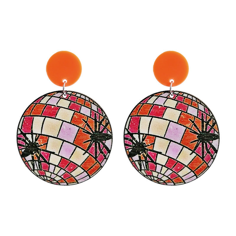 Halloween Women Funny Pumpkin Ghost Spider Earrings