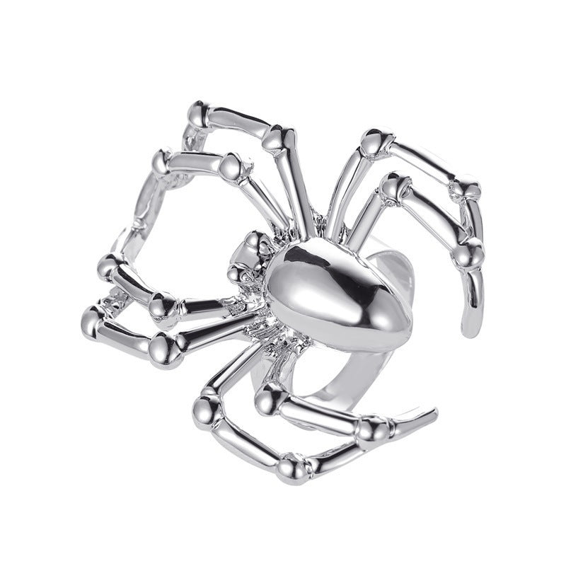 Anillo de araña oscura retro de Halloween para mujer
