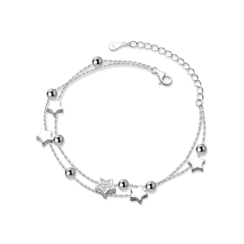 Women Fashion Star Double Layer Chain Bracelet