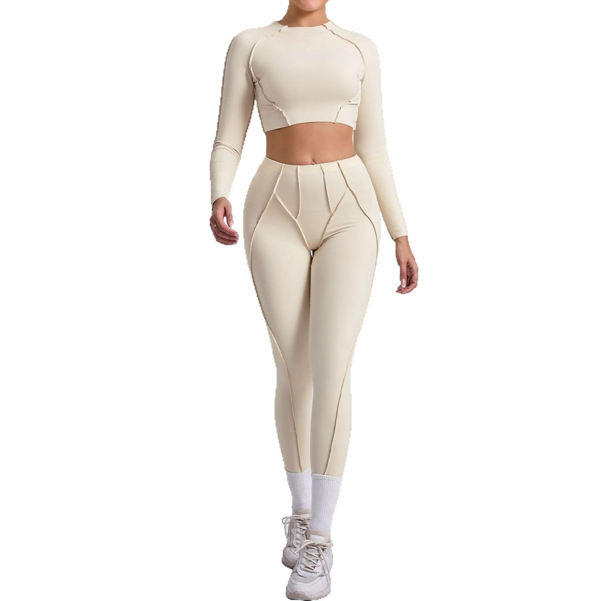 Ensemble haut court et leggings plissés pour le yoga et le sport