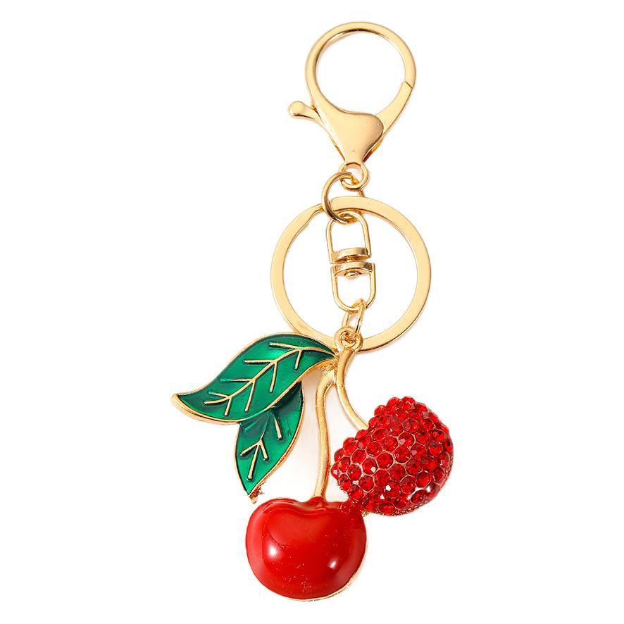Creative Personality Rhinestone Cherry Key Chain