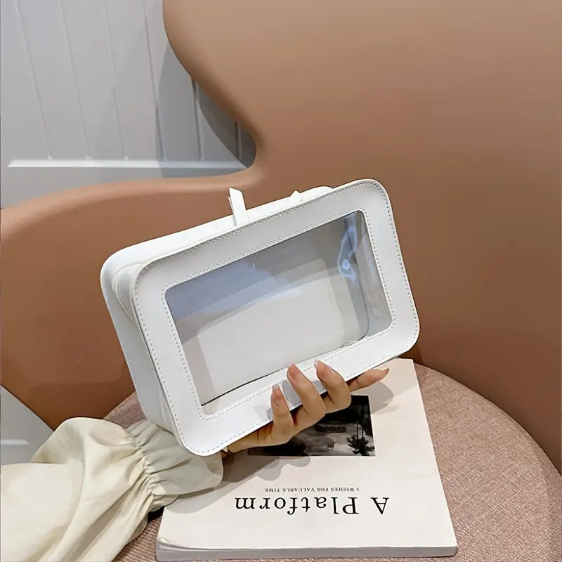 Bolsa de cosméticos de PVC transparente, sencilla y moderna para mujer