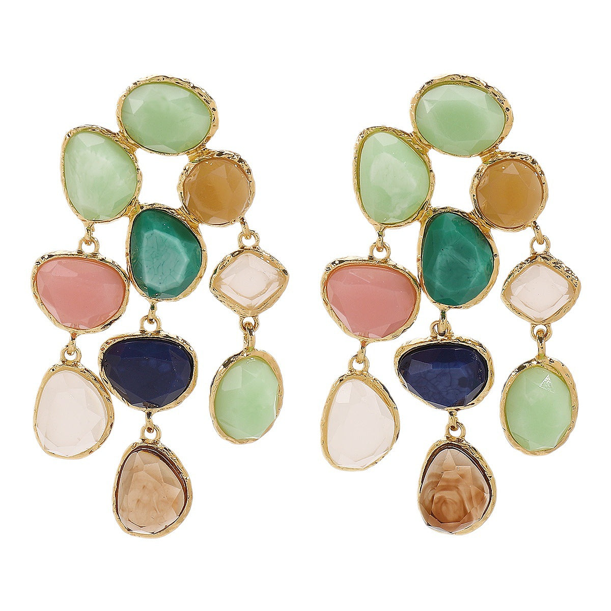 Pendientes colgantes con borlas multicolores para mujer, estilo geométrico, resina de aleación