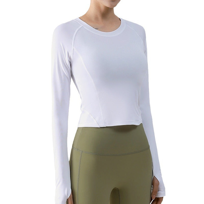 Women Casual Solid Color Long Sleeve Yoga T-Shirt