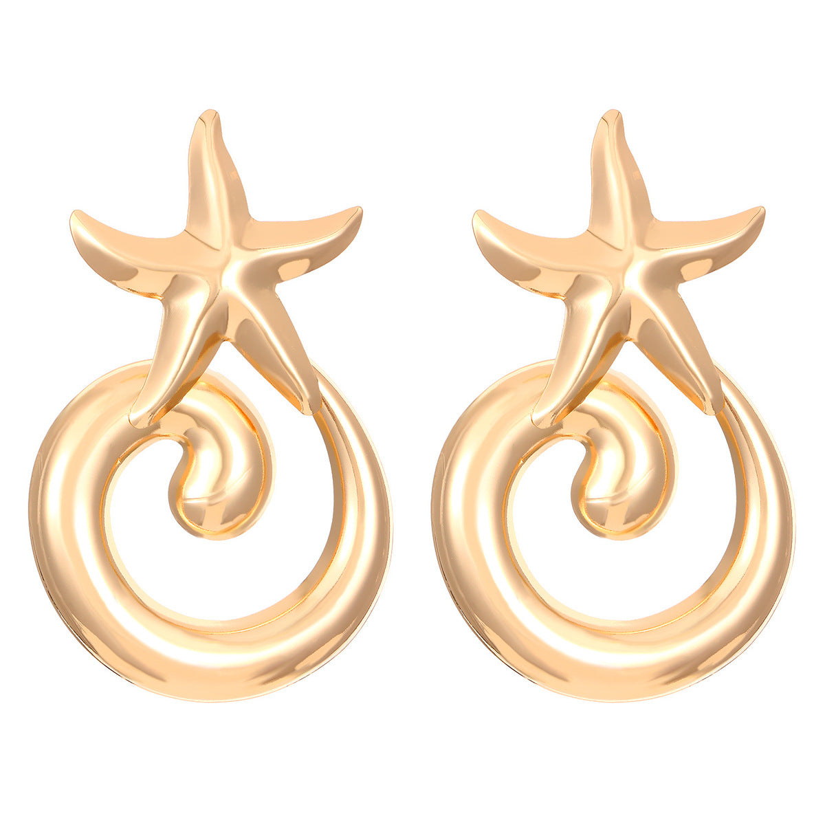 Exaggerated Starfish Conch Texture Stud Earrings Alloy Geometric Style