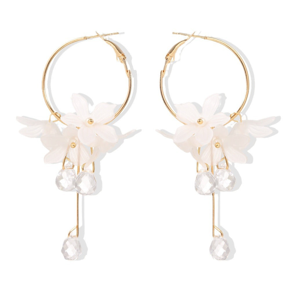 Women Fashion Elegant Solid Color Petal Drop Earrings