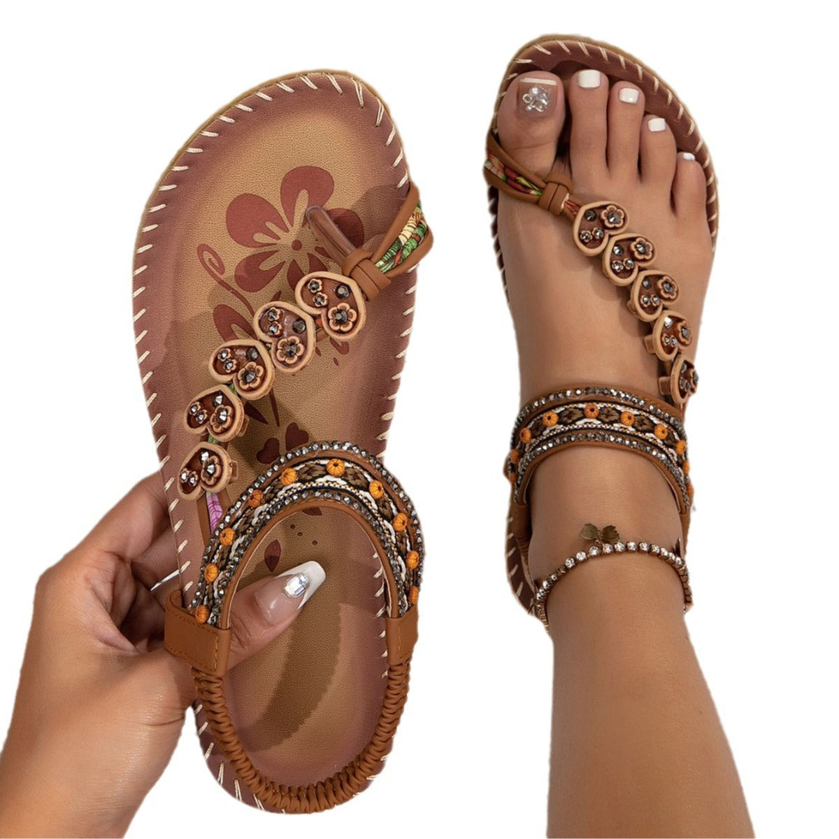 Plus Size Bohemian Beach Flat Sandals
