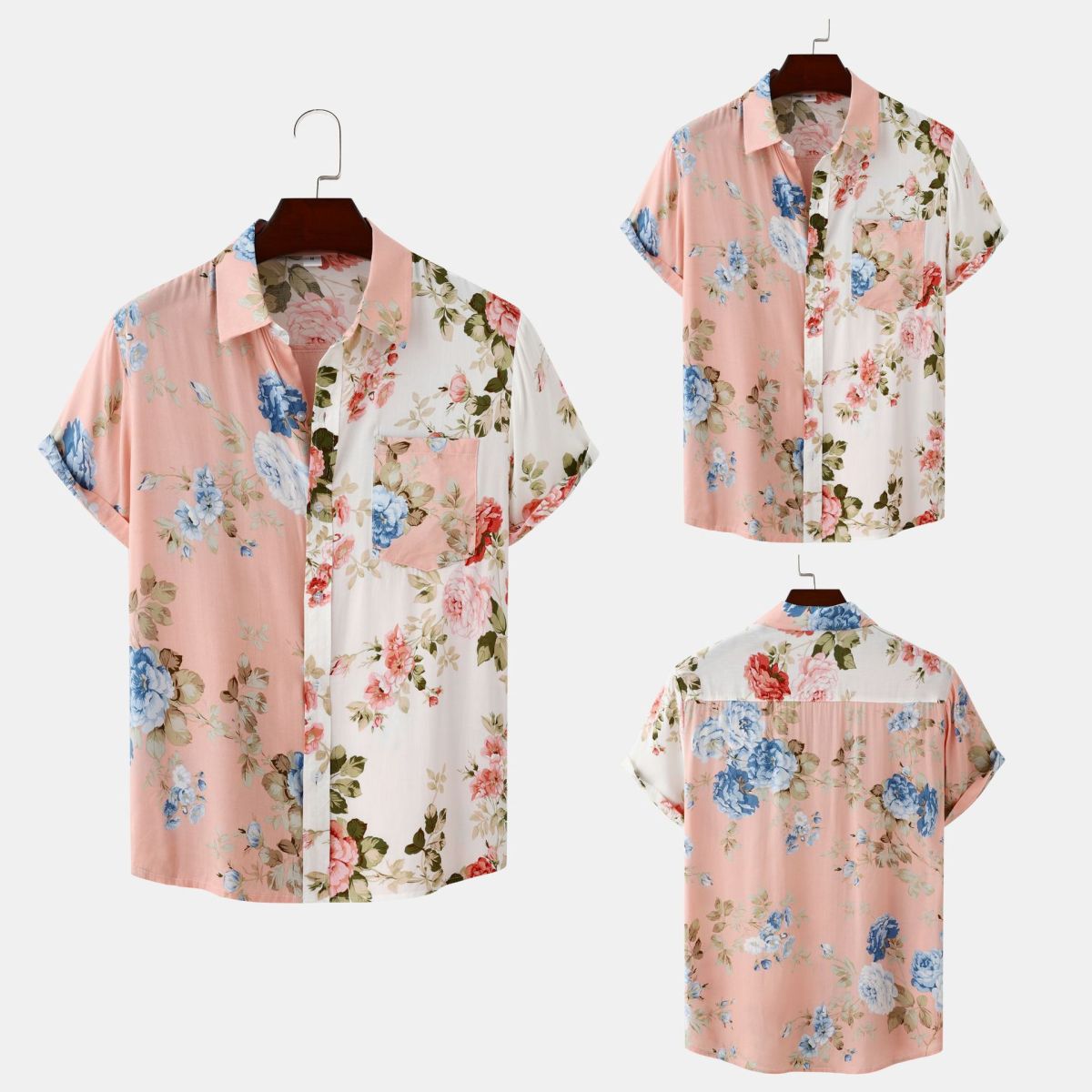 Camisa con estampado de flores diminutas en 3D para hombre, ideal para vacaciones de verano