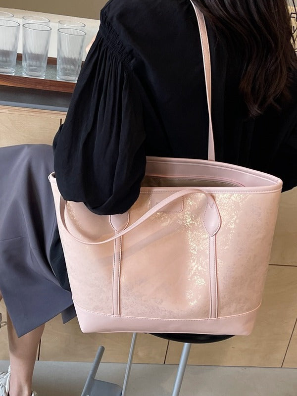 Women Fashionable Solid Color PU Tote Bag