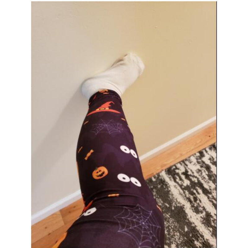 Leggings imprimés citrouilles d'Halloween pour femmes