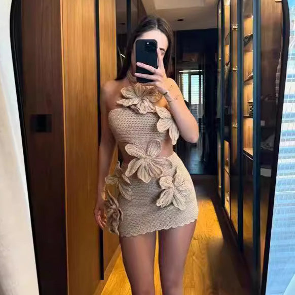 Maillot de bain une pièce sexy à col licou et motif floral pour femme