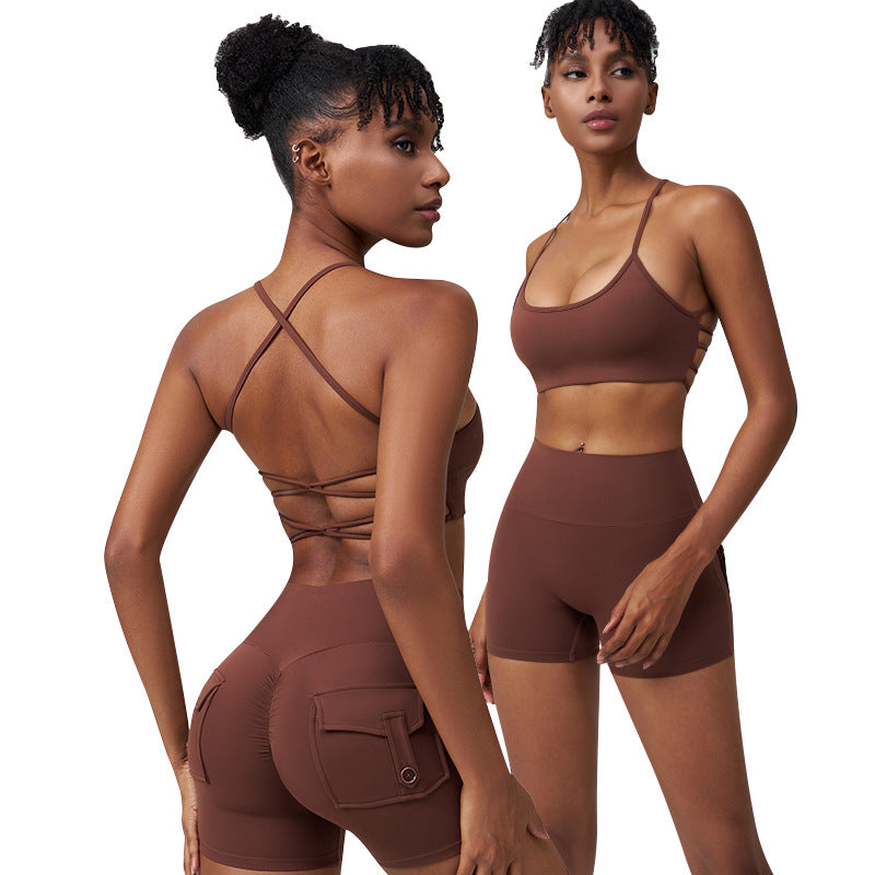 Solid Color Women's Yoga Two-Piece Sports Set