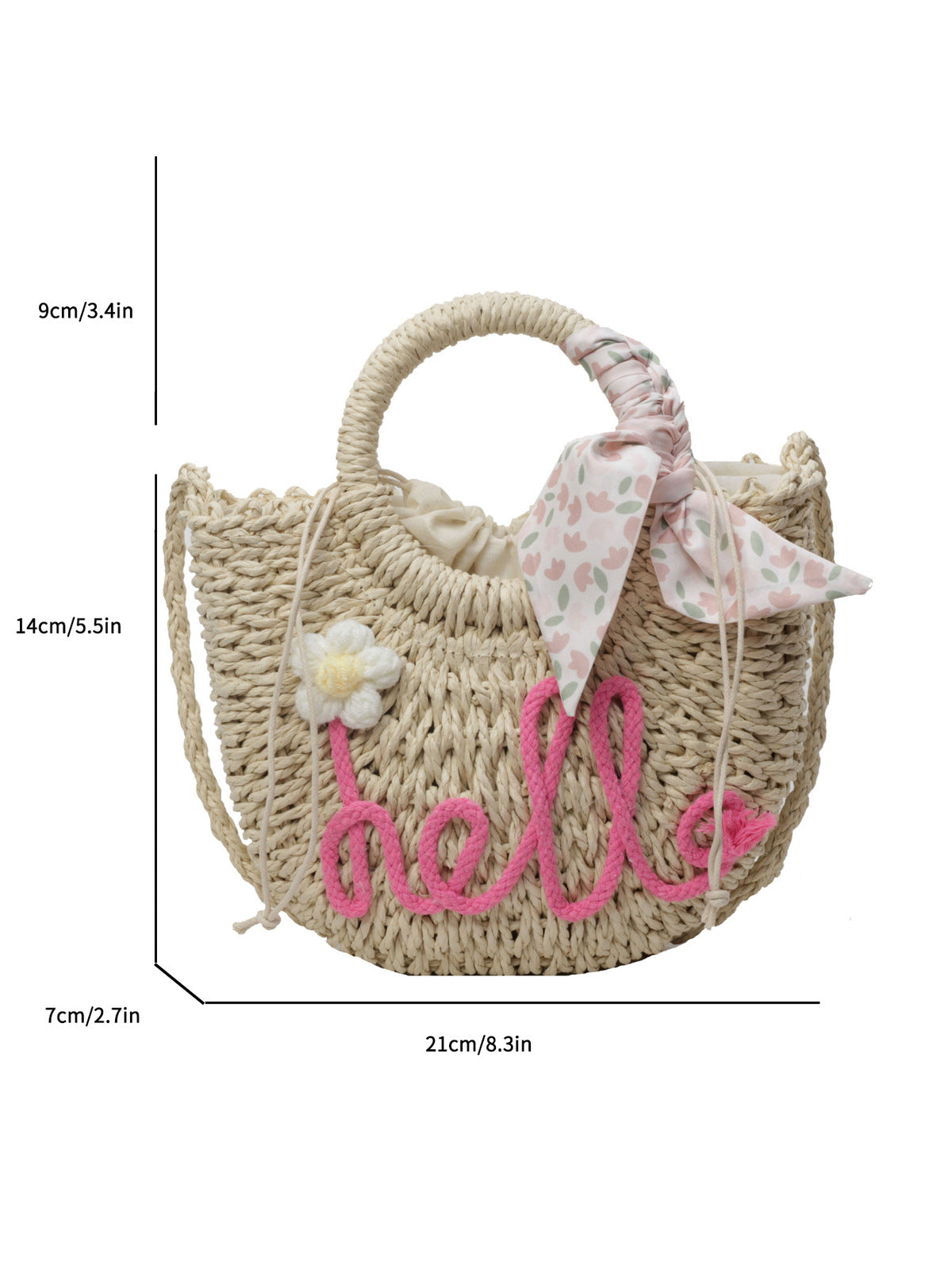 Women Fashion Casual Vacation Straw Woven Beach Handbag
