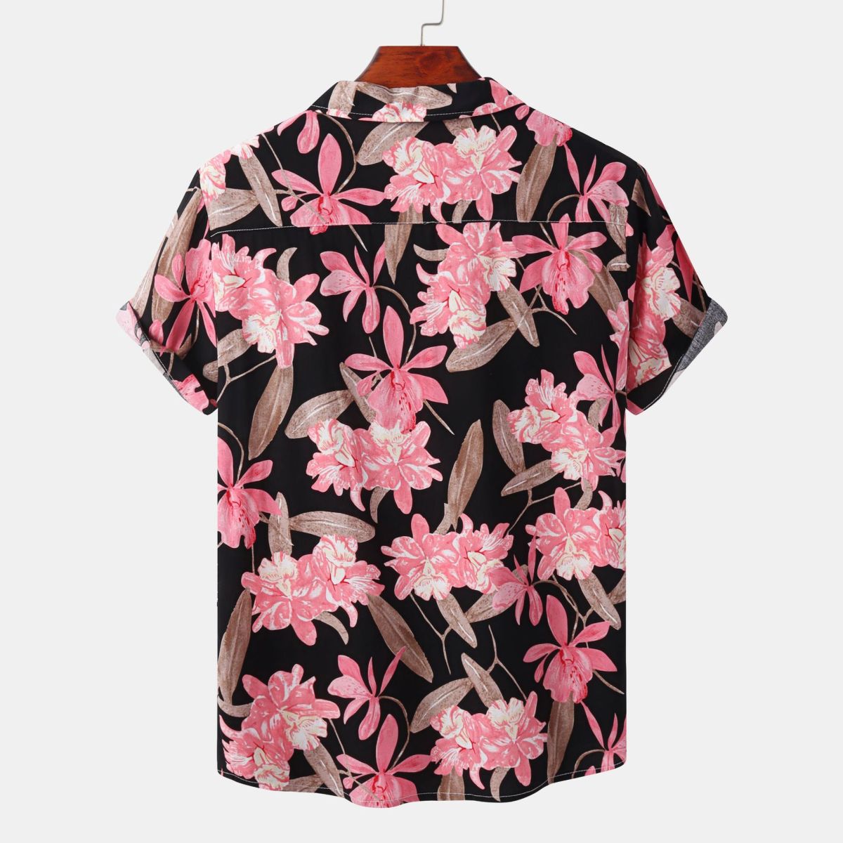 Camisa informal de verano con estampado de flores pequeñas para hombre