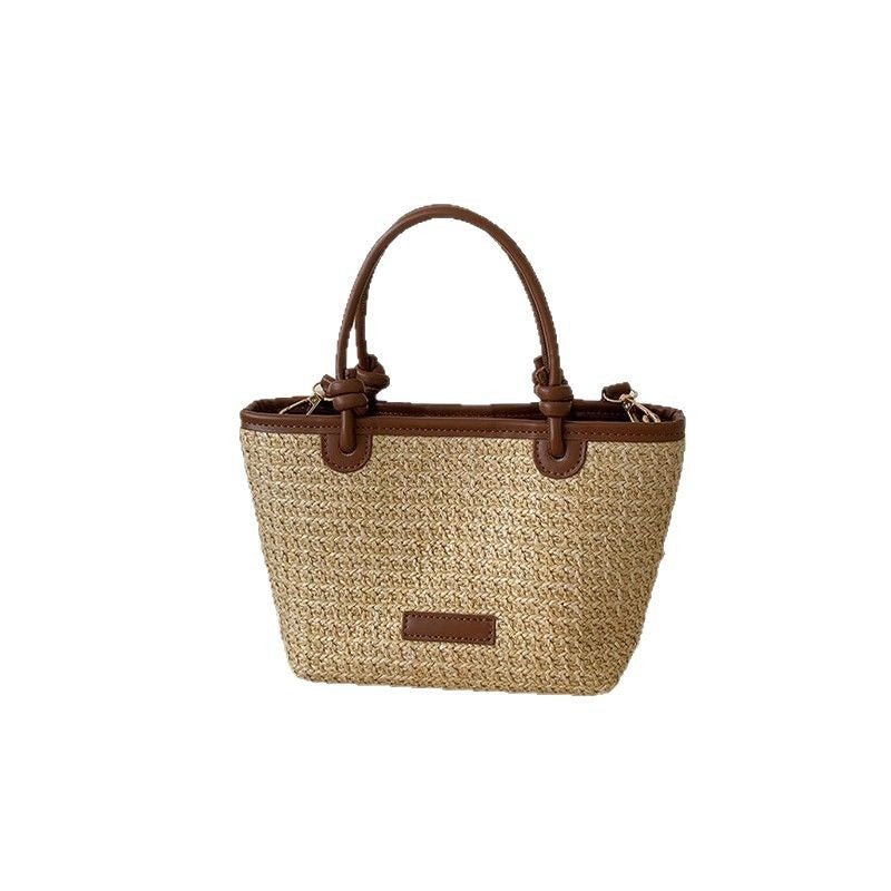 Bolso de paja tejido de verano para mujer con múltiples correas
