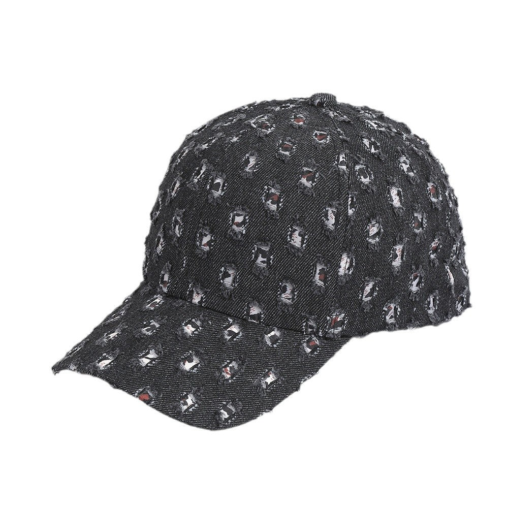 Gorra de béisbol vaquera rasgada informal para mujer