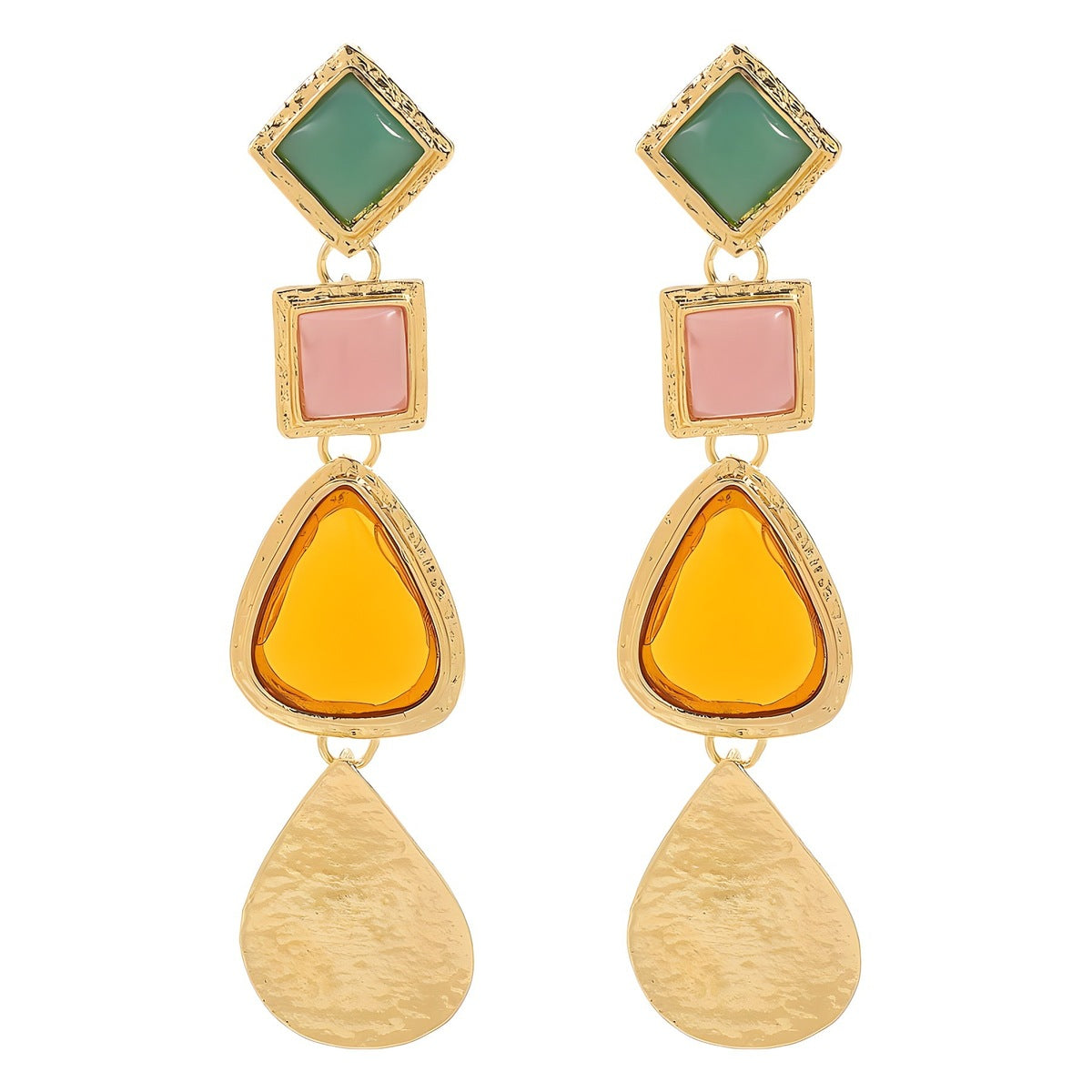 Women Fashion Irregular Geometric Earrings - Stylish Alloy Resin Statement Jewelry