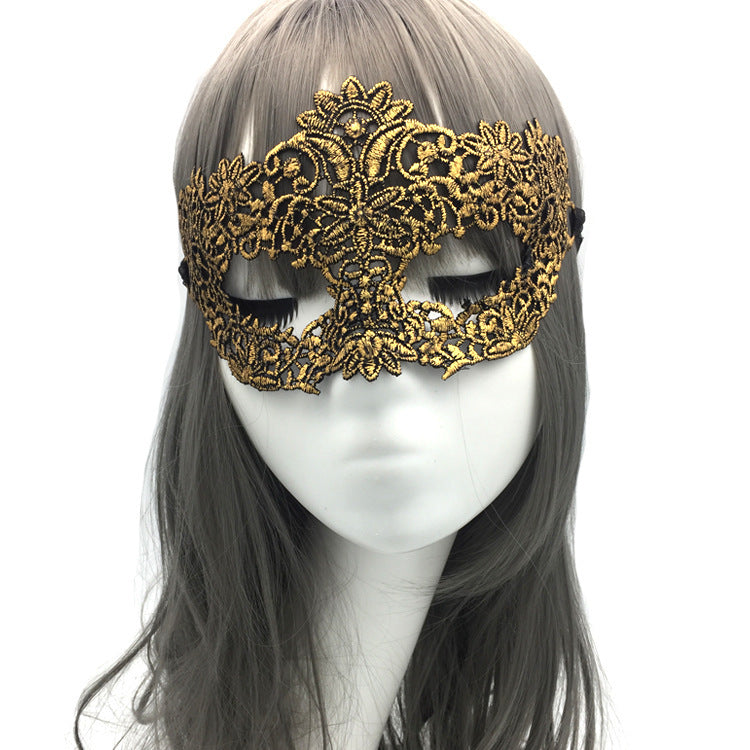 Máscara de media cara de encaje simple para mujer para baile de Halloween