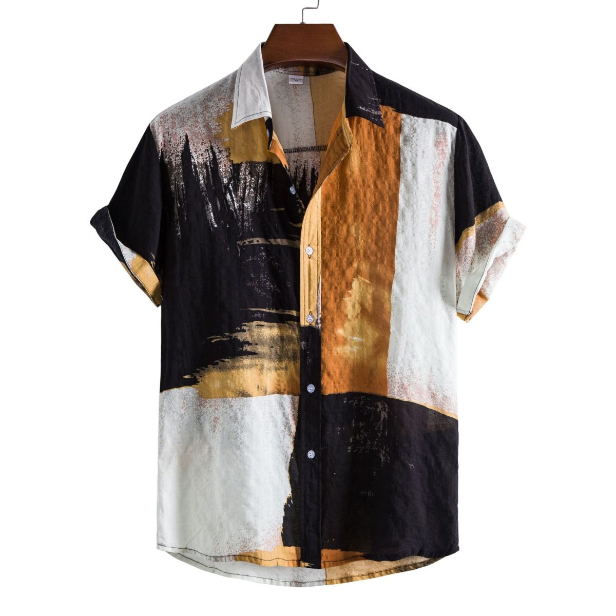 Camisa informal de vacaciones para hombre con estampado de flores diminutas en 3D