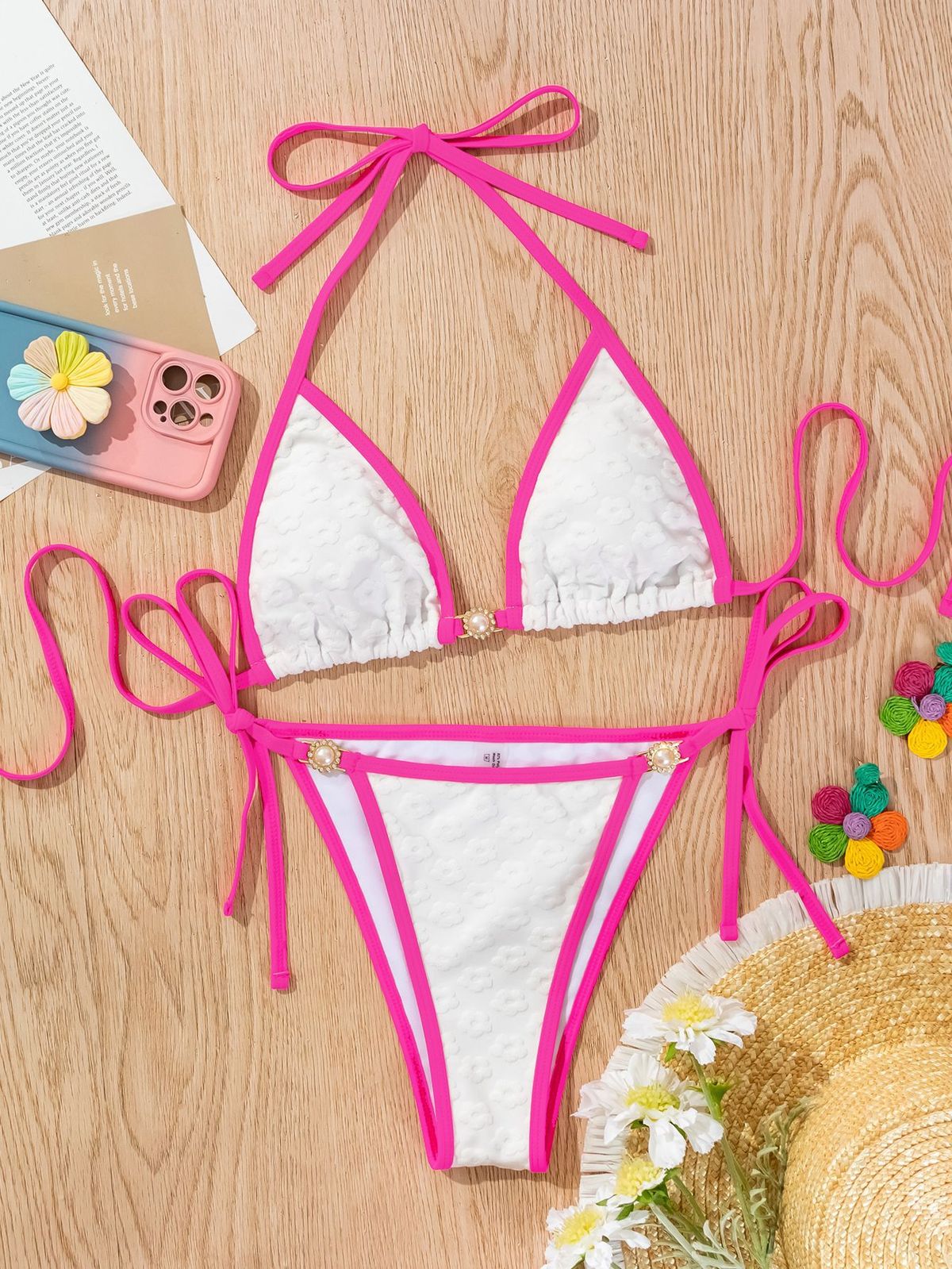 Bikini sexy con estampado floral en contraste para mujer