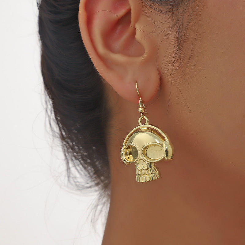 Halloween Women Creative Pumpkin Skull Bat Earrings
