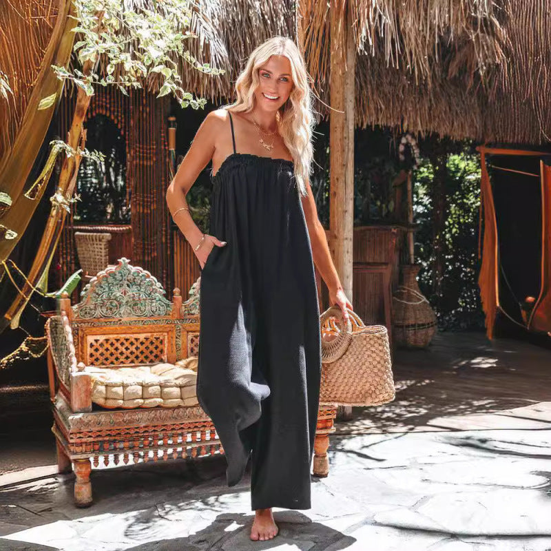 Mono informal de verano para mujer, color liso, para vacaciones