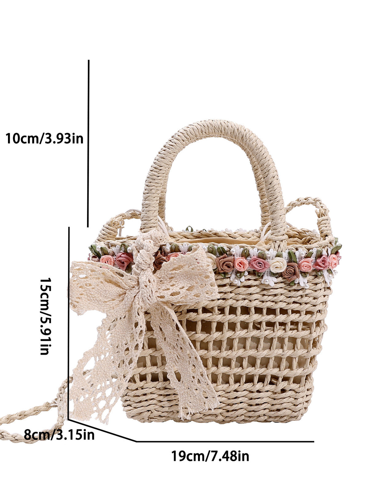 Women Fashion Casual Vacation Straw Woven Beach Handbag