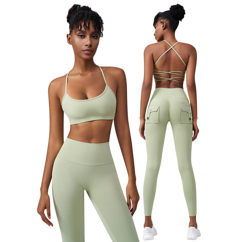 Women Fashion Yoga Solid Color Sports Set