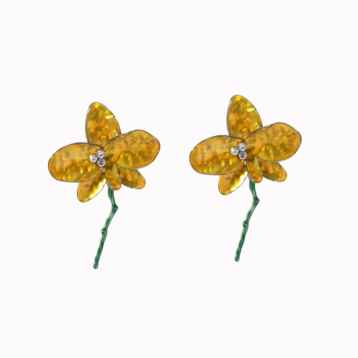 Boucles d'oreilles florales exagérées tendance - Style fleur en métal pour femme