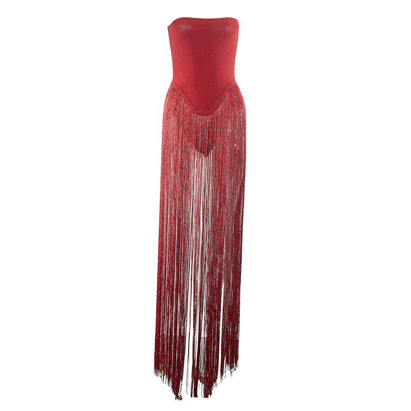 Vestido tubo sexy de color sólido con empalme para mujer