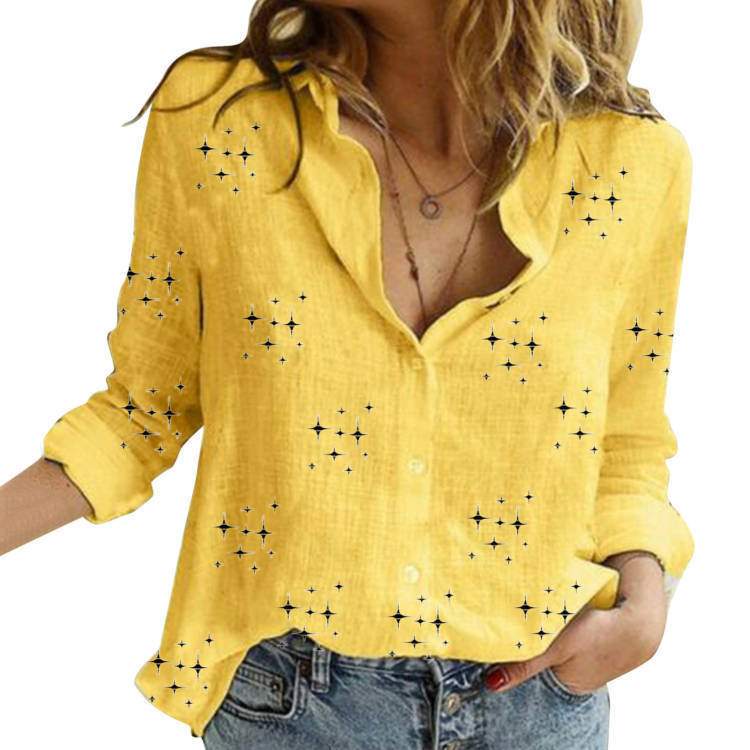 Blusas casuales de manga larga con estampado de estrellas para mujer