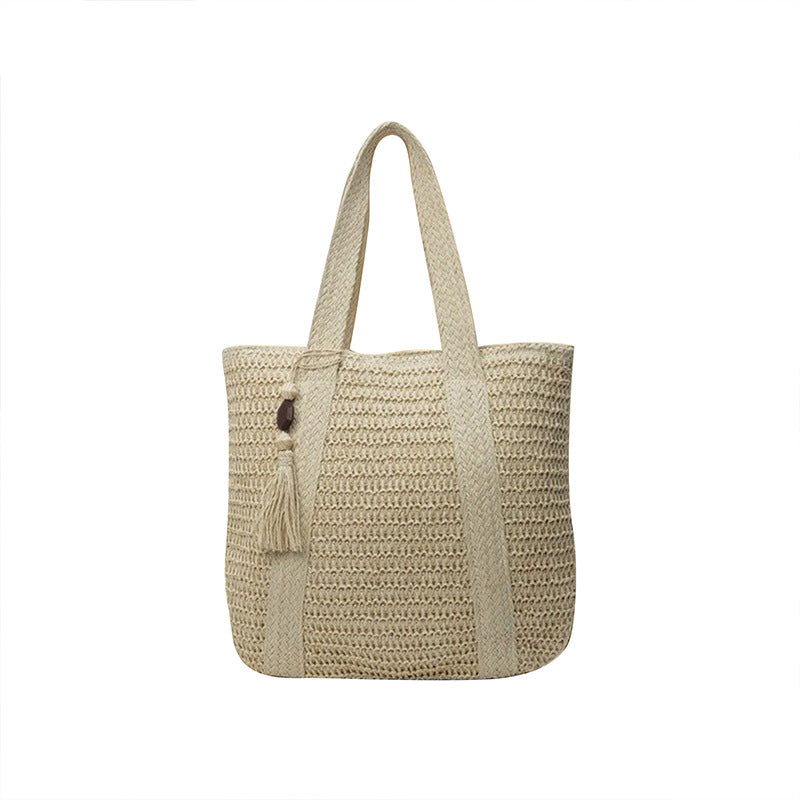 Seaside Beach Vacation Woven Straw Tote Bag Large Capacity