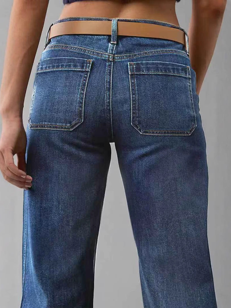 Women Casual Loose Jeans Made of Cotton and Polyester