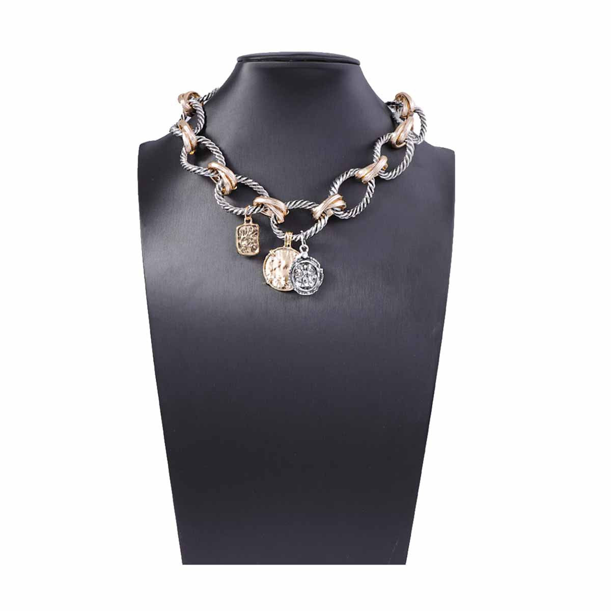 Collar con insignia de aleación y hebilla geométrica en forma de O