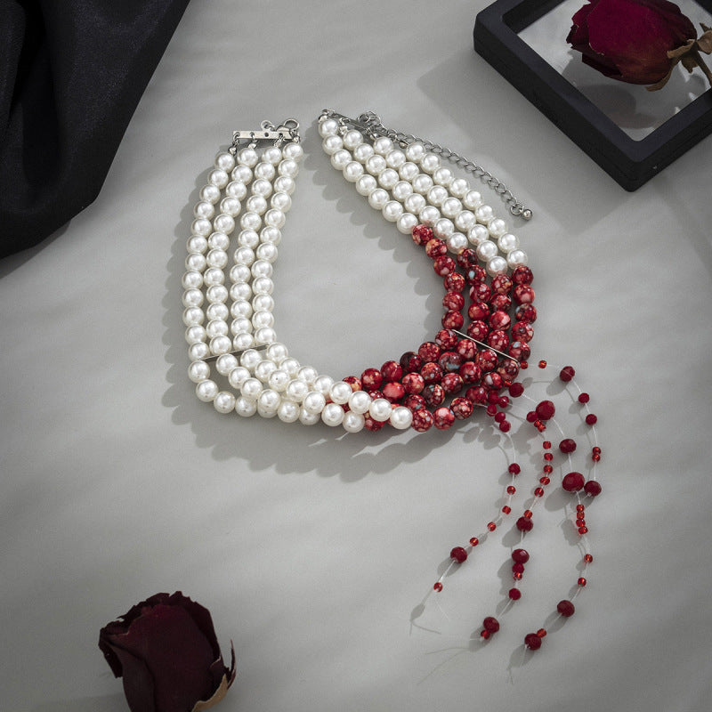 Women Halloween Goth Style Multilayer Beaded Chocker
