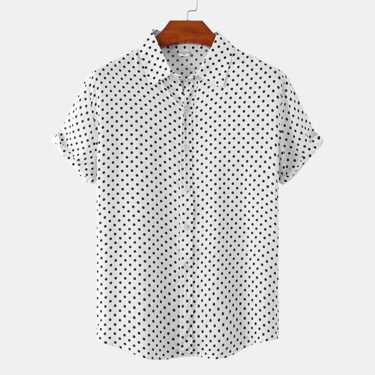 Men Casual Vacation Polka Dot Print Short Sleeve Shirt