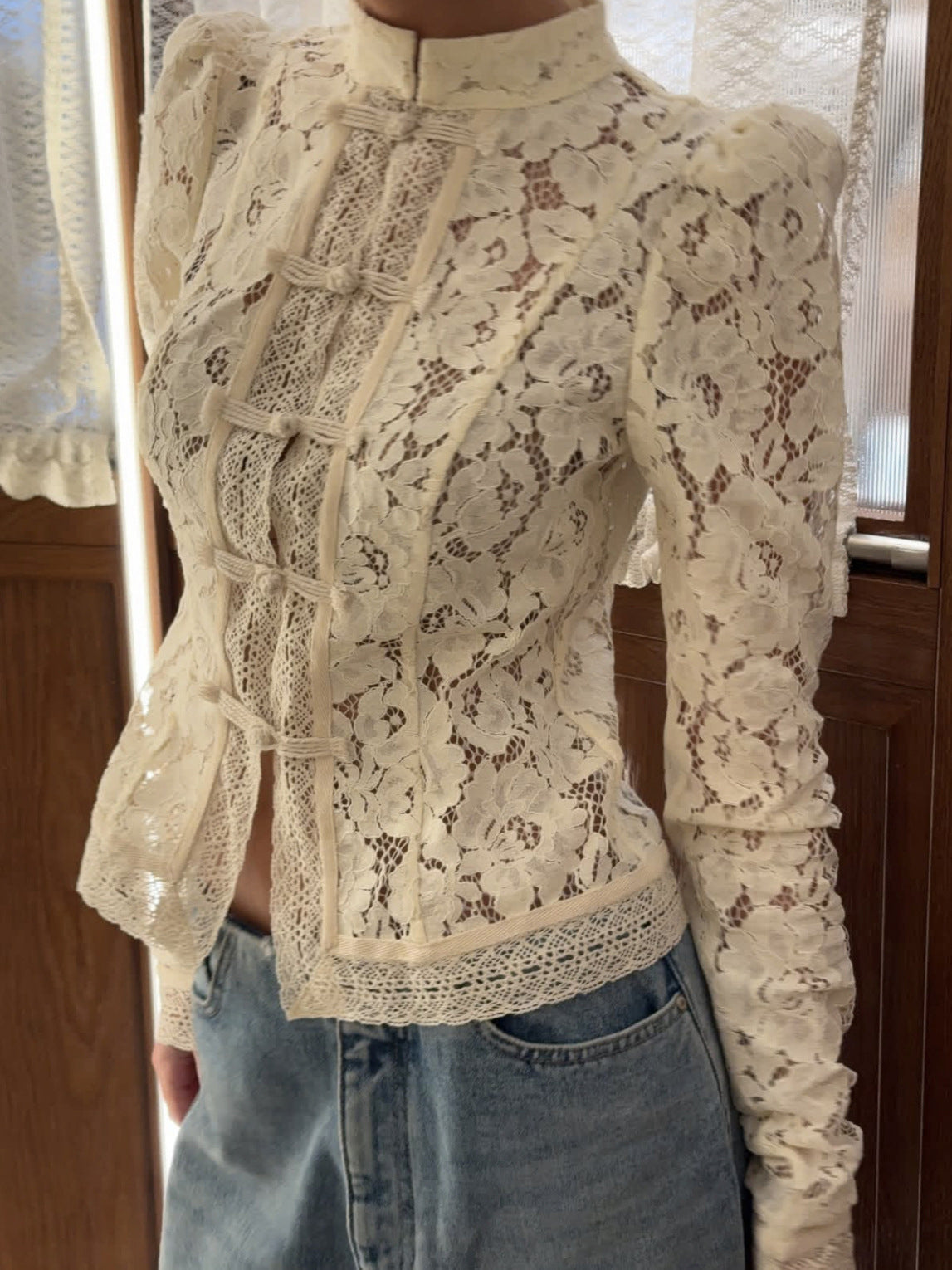 Summer Fashion Lace Crochet Slim-Fit Shirt Blouse