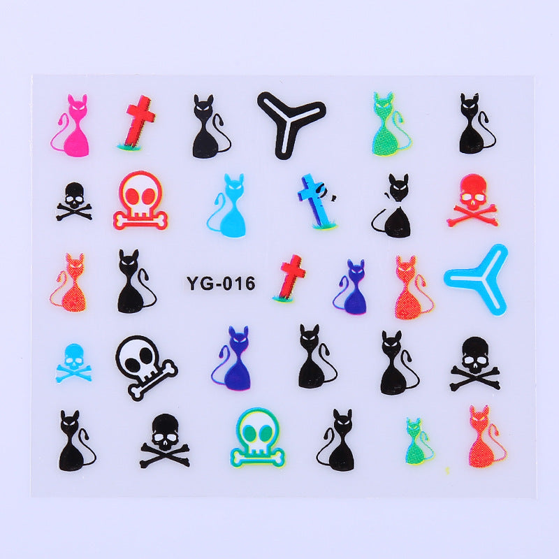 Halloween Cartoon 3D Waterproof Sequin Nail Art Sticker