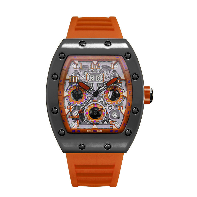 Men Casual Luminous Sports Watch with Silicone Strap and Mineral Glass