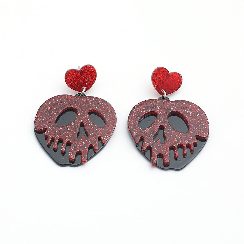 Pendientes de calavera de Halloween con personalidad creativa y divertida